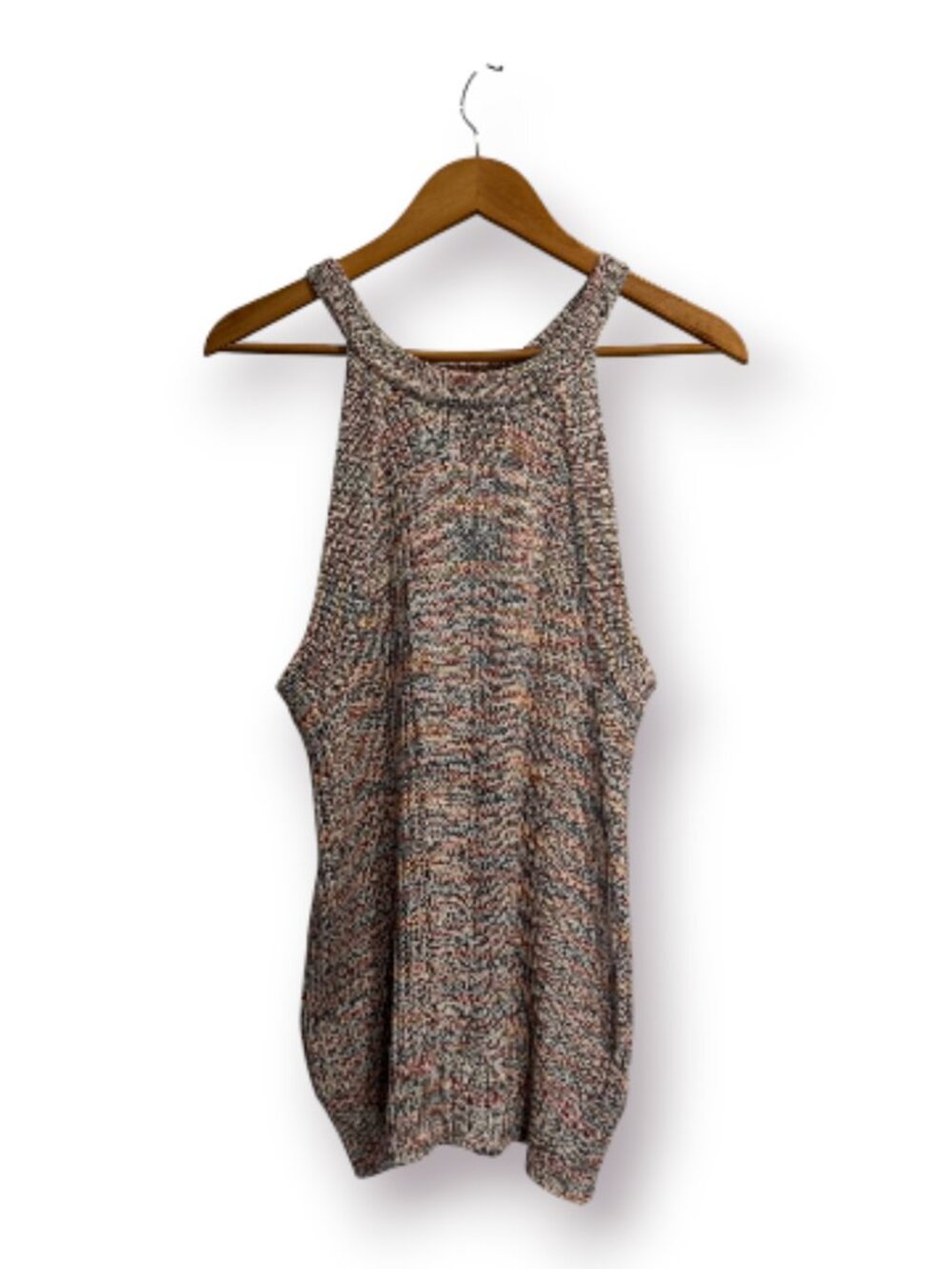 Ella Moss Margie Space Dye Cable Knit Halter Sweater Tank Top Multicolor L EUC